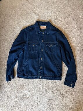 Mango Men's Dark Blue Denim Shirt Jacket